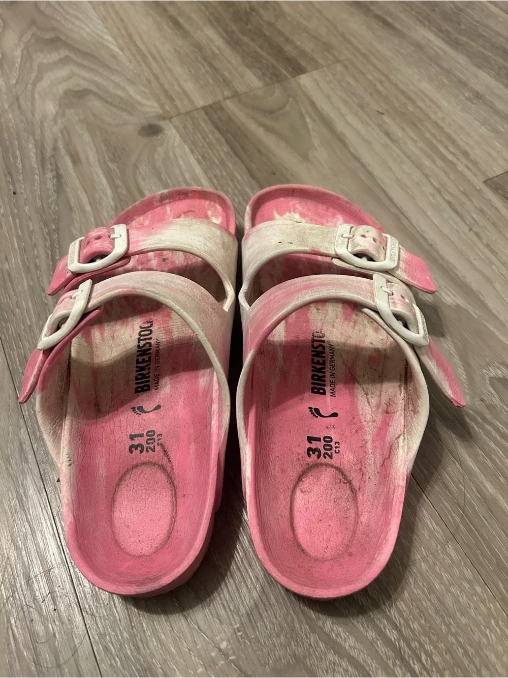 Birkenstock Kids Pink and White Two-Buckle Water Shoes
